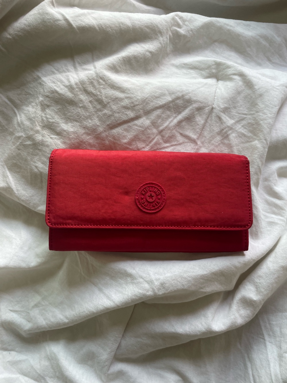 Kipling Money Land Tri Fold Red Snap Wallet
